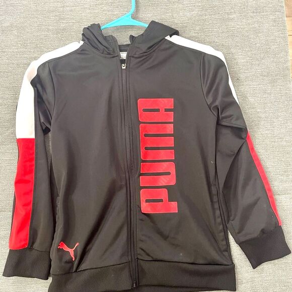 Puma Other - Puma Boys Hoodie Full Zip Track Jacket Youth Size M 10-12 Black Red Logo
